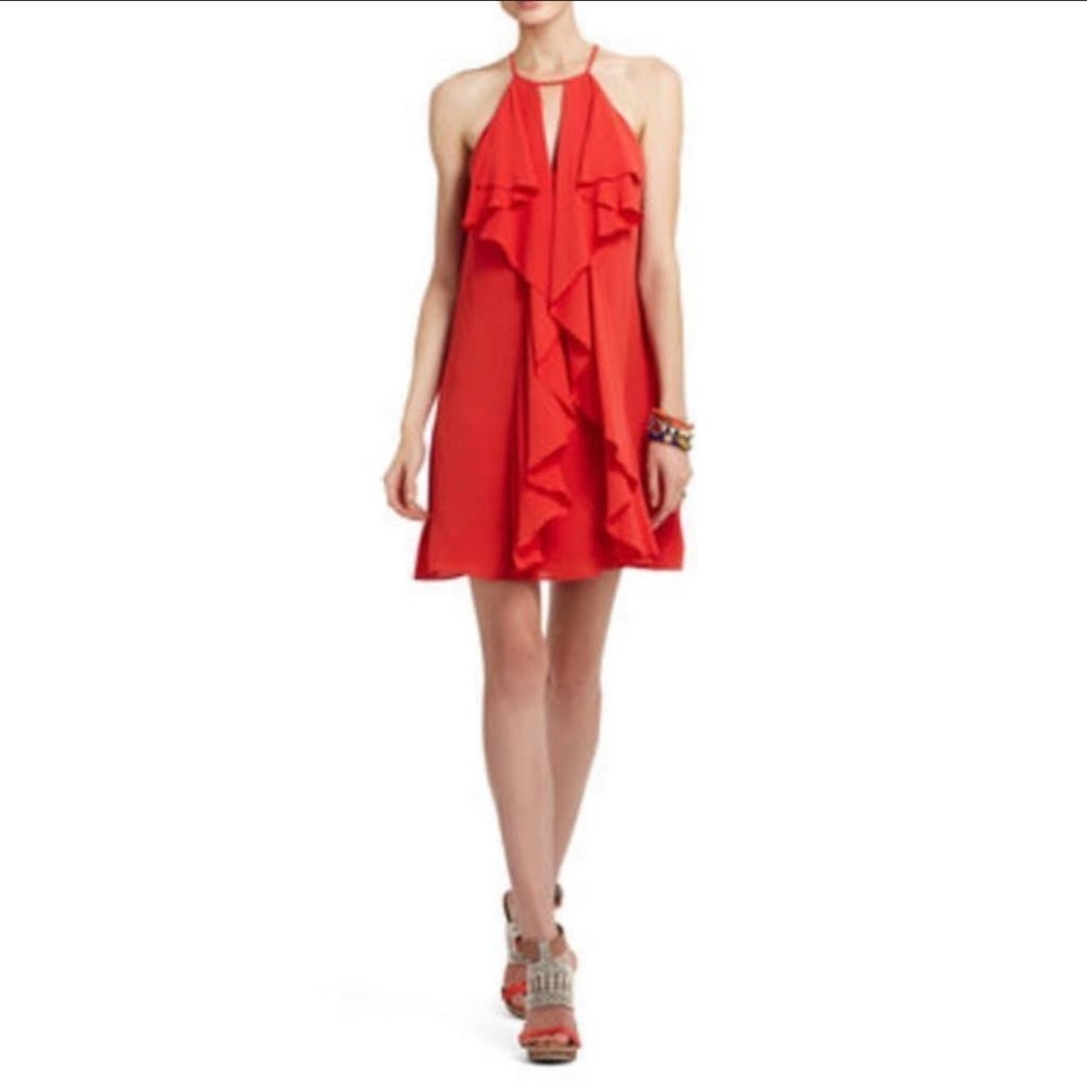 BCBGMaxAzria Hattie Ruffle Dress orange Small